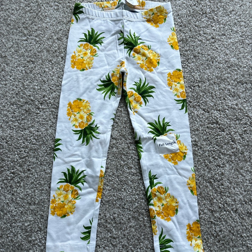 Old Navy Pineapple Print White and Yellow Leggings